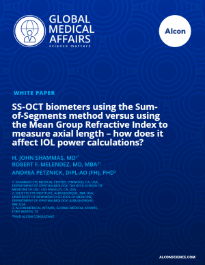 202 SS-OCT biometers using the Sum- of-Segments method versus using the Mean Group Refractive Index to measure axial length – how does it affect IOL power calculations?